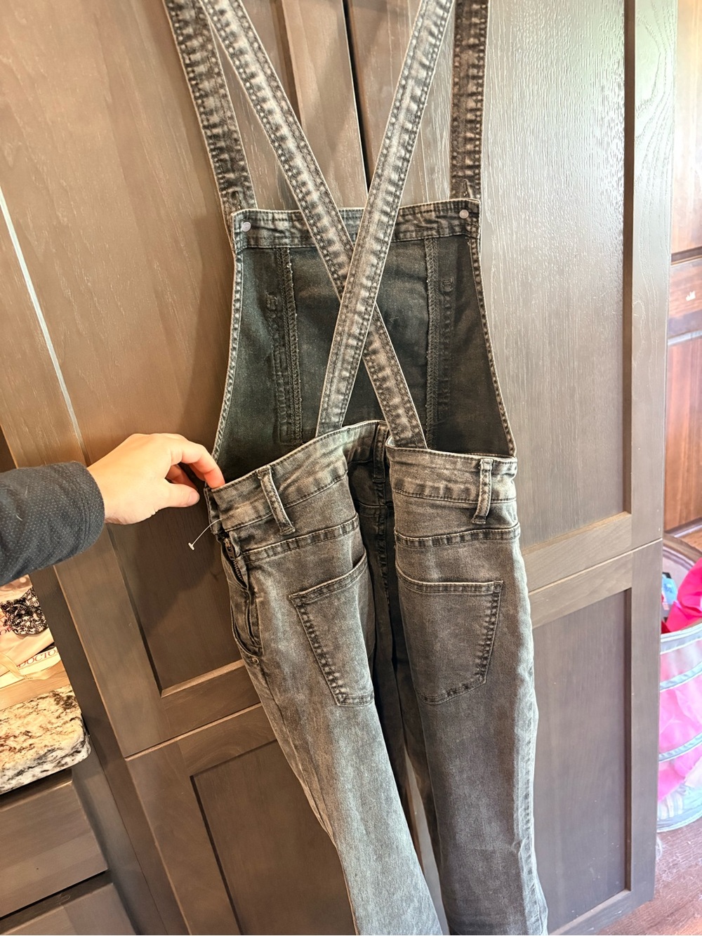 We The Free Washed Black Denim Overalls